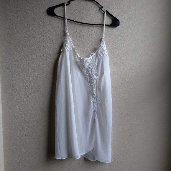 Vintage Private Luxuries White Sheer Slip Dress with Floral Patch Detail - Picture 1 of 6